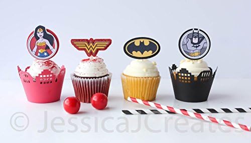Gender Reveal Cupcake Topper - Batman or Wonder Women - Gender Reveal Party - Superhero Baby Shower - Batman Party Theme