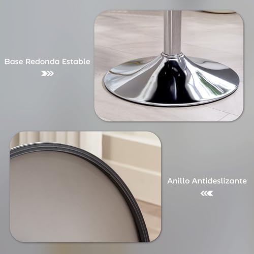 Taburete de Bar Giratorio 360° Regulable en Altura 52-66 cm Gris