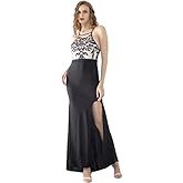 UPVV Elegant Evening Dress with Slit Long Halter Gowns for Women 2025 Sequin Formal Dresses Backless Cocktail Prom Dress