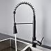 SHAMANDA Brass Kitchen Faucet High Arc Spring Kitchen Sink Faucet with Sprayer Single Handle Hole Pull Down Bar Sink Faucet Matt Black, L60001-7