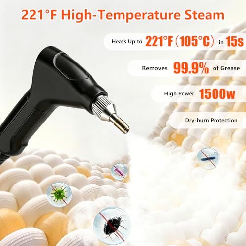 Vaporeta Limpieza Hogar, Limpiador a Vapor Portátil 6 Niveles Reg, Calentamiento 15s, 3,5 Bar Vaporeta Limpieza Hogar Potente, Depósito 1800ml, 17 Accesorios Multifunción, Apto para Cocina y Coche