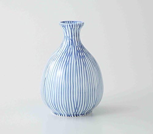 TOKYO MATCHA SELECTION - Sake Bottle & 2 Cups Set : Hanatokusa Stripe - Japanese Hasami Porcelain [Standard ship by SAL with Tracking number & Insurance]