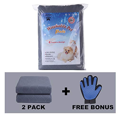 JdPet Washable Dog Pee Pads+Free Grooming Gloves Reusable Whelping