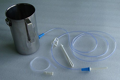 Two quart non-toxic stainless steel enema bucket kit, p…