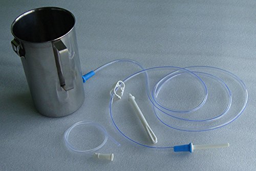 Two Quart Non-Toxic Stainless Steel Enema Bucket Kit, Phthalates & BPA-Free. Reusable For Home, Coffee, Water Colon Cleansing and Detox Enemas. Includes Nozzle Tips. | Instruction Booklet 