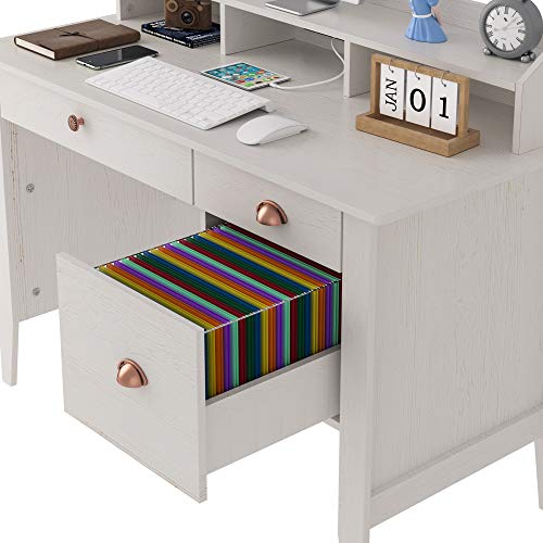 Kealive Computer Desk with 3 Drawers and Hutch Shelf, 47" Executive