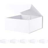 BLK&amp;WH 6 Gift Boxes with Magnetic Lids 7.5x7.5x3 Inches (Matte White) | Bridesmaid Proposal Boxes, Collapsible Gift Boxes