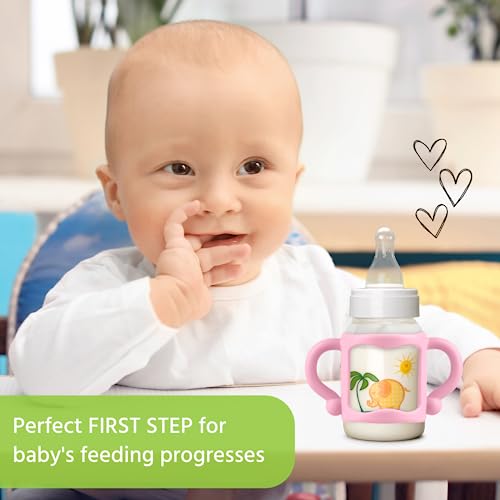3-Pack Silicone Baby Bottle Handles for Dr Brown Narrow Baby Bottles,  Bottle Holder for Baby Self Feeding, Eas