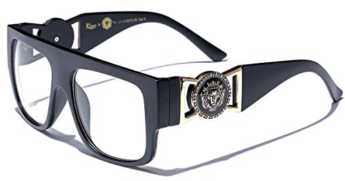 Kleo Flat Top Aviator RX Glasses Gold Buckle Hip Hop Rapper DJ Celebrity Clear Lens Sunglasses
