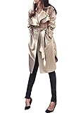 Komene Women's Elegant Long Sleeve Open Front Drape Deisigned Trench Coat