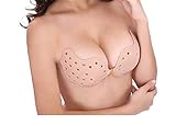 HONGZHESHEN Ultrathin Self Adhesive Silicone Invisible Push-up ,Reusable Strapless Bra Sexy Medical silica gel,Ventilation NuBra (B, Nude)