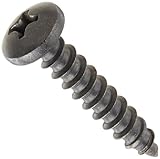 18-8 Stainless Steel Sheet Metal Screw, Black Oxide Finish, Pan Head, Phillips Drive, Type A, #10-12 Thread Size, 1