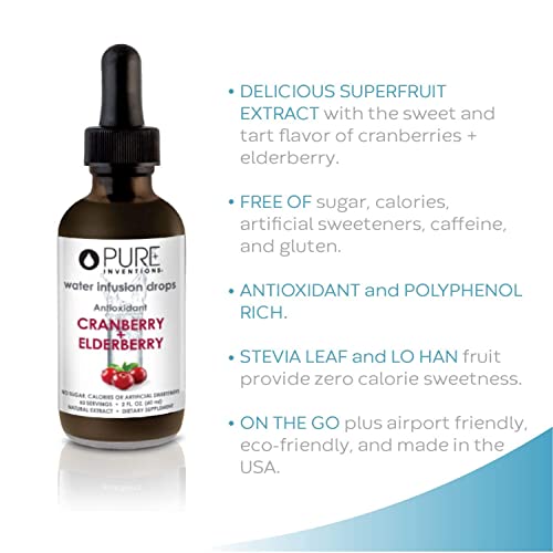 Pure Inventions Cranberry & Elderberry Water Infusion Drops No Sugar, Calories, or