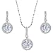 EVER FAITH 925 Sterling Silver CZ Gorgeous Round Cut Wedding Pendant Necklace Earrings Set