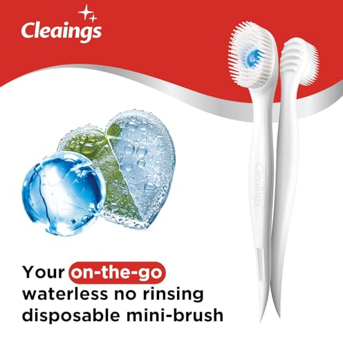 cleaings Disposable Travel Toothbrush 24 Count, 4-in-1 Mini Toothbrush with Toothpaste, No Water Needed with Built-in Flavor Beads & Tongue Cleaner & Toothpick for On the Go Travel, Mint Flavor