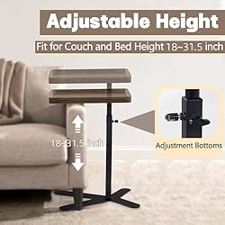Aoligrace Walnut Side Table Adjustable