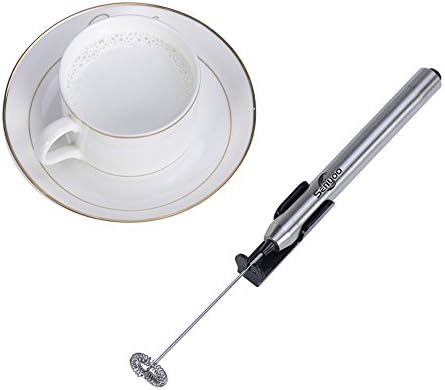Senyoo Mini Milk Frother Portable Whisk, Coffee Cappuccino Creamer Frother Maker Stainless Steel Milk Frother - Silver