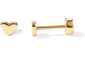 PAVOI 14K Gold Plated 925 Sterling Silver Posts Pair of Flat Back Stud Earrings for Women | Cartilage Helix Piercing | Heart Moon Snake Smiley Butterfly Yin and Yang North Star Earring