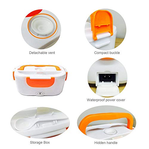 Umiwe Portable 12V Car Use Electric Heating Lunch Box Bento Meal Heater Food Warmer with Removable Stainless Steel Container - Food Grade Material 40W