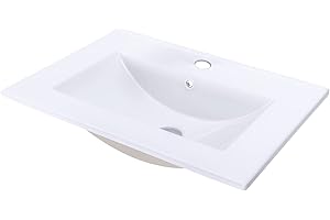 KSWIN 24" x18.5" Bathroom Sink Rectangle Porcelain Ceramic Bathroom Vessel Sink Vanity Top Drop-In White