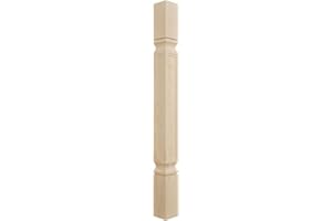 Ekena Millwork COL03X03X35KEAL Kent Raised Panel Cabinet Column (Top Block: 6 1/8", Bottom Block: 7 1/8"), 3 3/4"W x 3 3/4"D x 35 1/2"H, Alder