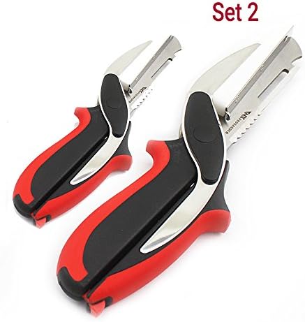 Best Kitchen Scissors Stainless Steel Kitchen Shears for Mon & Wife, Includes FREE E-BOOK on Tips. Ultra Sharp Heavy Duty Red/Black - Set 2