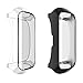 Leotop Compatible with Samsung Galaxy Fit E Case Screen Protector, Soft TPU Plated Protective Full Cover Rugged Bumper Frame Compatible Samsung Galaxy Fit E SM-R370 Fitness Tracker (Black+Clear)