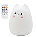 ANTEQI Carton Night Light Silicone Remote Timer Cute Cat Lamp Tap Control Lamp for Kids Bedroom Nursery Baby [Wireless Remote Timer, USB Charge, Warm & White Light, 9 Color Breathing]
