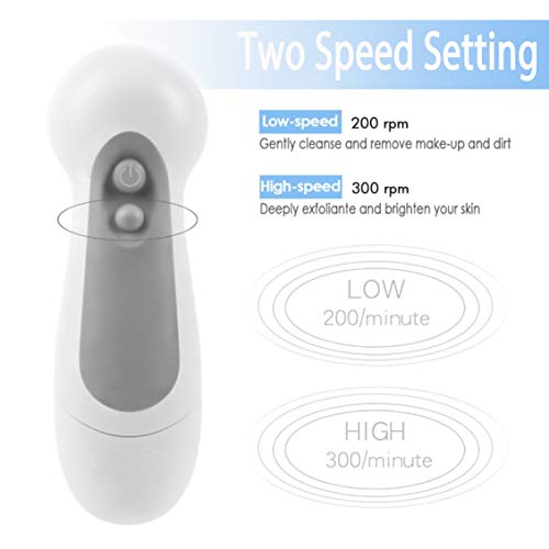 【2019 Upgraded】Gackoko Facial Cleansing Brush-Waterproof Face Spin Brush Set with 6 Brush Heads,Gentle Exfoliating,Deep Cleansing face Microdermabrasion,Stimulates Face Blood Circulation