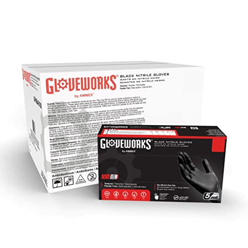 GLOVEWORKS Black Disposable Nitrile Industrial