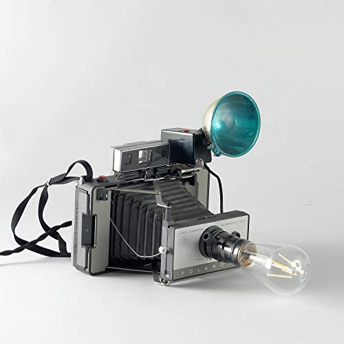 Handmade Upcycled Vintage Instant Film Camera Lamp with Dimmer and LED Edison Bulb