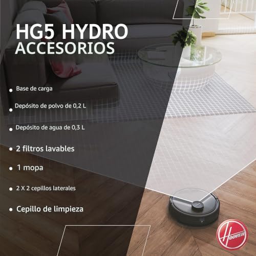 Robot Aspirador y Friegasuelos, Navegación Láser, Wi-Fi, Base de Carga con Retorno Automático, Sensor de Obstáculos, Mapa Personalizable del hogar, Programable [HG5]