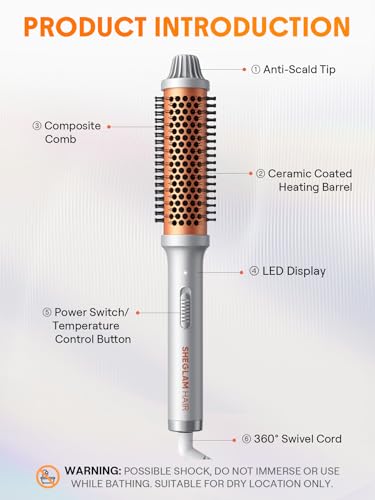 Sheglam - It-Curl Thermal Blowout Brush - 2-in-1 Hair Dryer & Volumizer, Ionic Hot Air Brush for Curling, Straightening & Styling, Fast Heat, Frizz Control (38mm)