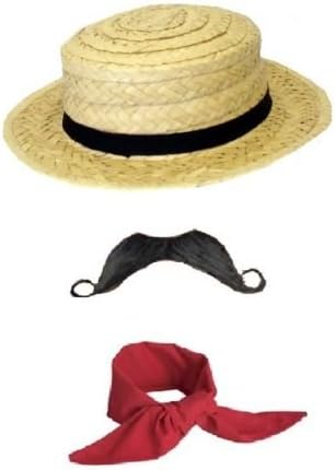 Mens Ladies French Venetian Gondolier Stag Fancy Dress 6 Piece Costume Accessories Set