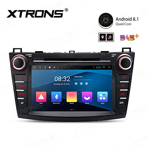 XTRONS 8 inch Touch Display Android 8.1 Quad-Core Car Stereo Radio Navigator GPS DVD Player with Bluetooth 5.0 USB SD Port Supports DVR 4G 3G OBD TPMS Backup Camera SWC for Mazda 3 2010-2013