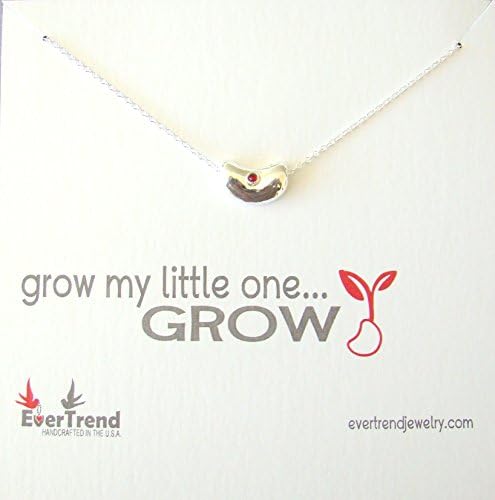 Pregnancy Silver Bean Customized Birthstone Necklace