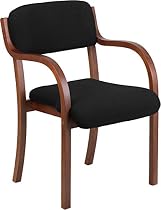 Flash Furniture Contemporary Fabric Wood Side Chair with Walnut Frame, Black