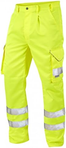 Hi VIS Cargo High Visibility Bideford Polycotton Work Trouser In Orange and Yellow 28"-56" (32" Regular, Yellow - CT01-Y)