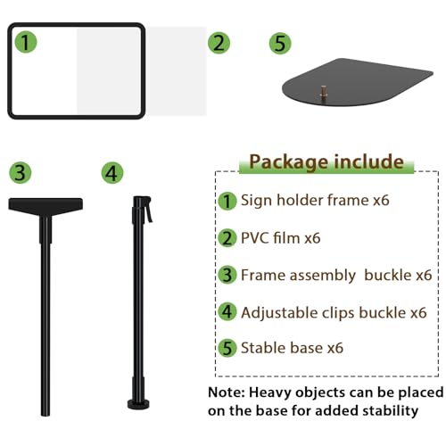 Newzealkids 6 Pack A4 Adjustable Sign Stand, Reusable Business Menu Advertising Sign Holder, Display Stand for Vertical and Horizontal View, Black