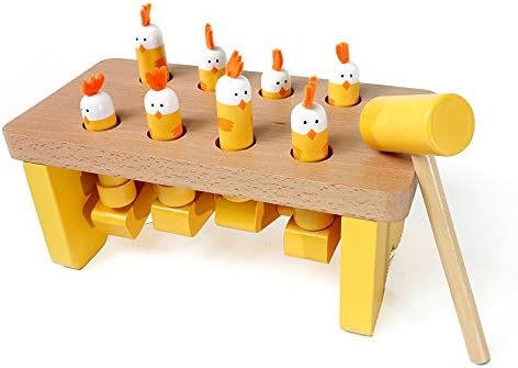 Korean Hammering Pounding Chicken Head Toys Handcrafted Wooden Toy for Toddler- Eco-Friendly