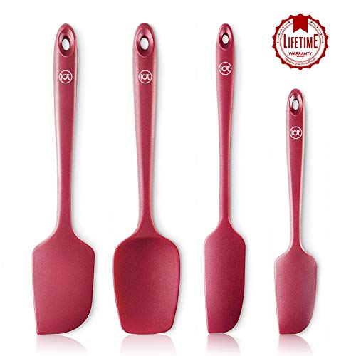 Spatula Silicone Spatula Set Spatulas Silicone Heat Resistant 500F Rubber Spatula Seamless One Piece Non-Stick 4-Piece For Cooking Baking Mixing  (red)