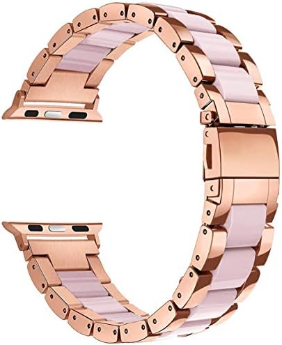 Resin & Stainless Steel Band Bracelet for Apple Watch Series 6/SE/5/4/3/2/1 (Pink, 38mm/40mm)