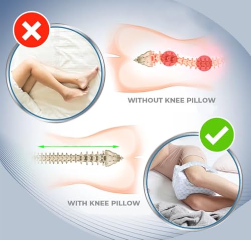 Ecosafeter Ergonomic Knee Pillow - Memory Foam Leg Pillow for Side Sleepers - Comfortable Back and Hip Support - Breathable Bamboo Cover
