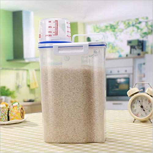 JISETY Kitchen Storage Organizer Cereal Container Rice Grain Bean & Measuring Cup Sealed Box Silicone Ring Tank