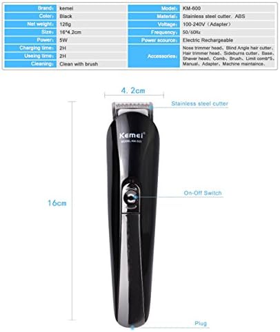 Kemei 6 in 1 Rechargeable Hair Trimmer Titanium Hair Clipper Electric Shaver Beard Trimmer Men Styling Tools Shaving Machine 600