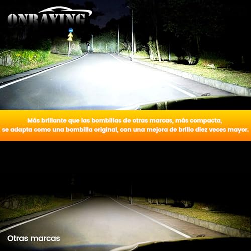 Onraying H1 LED, 6500K Car H1 LED Bulb, 45000LM Ultra Powerful H1 LED Bulb, 900% Brightness, 1:1 Halogen Size, IP68, 90000+ Hour of See, Plug N-Play, Non-Polarity, 2 Pieces