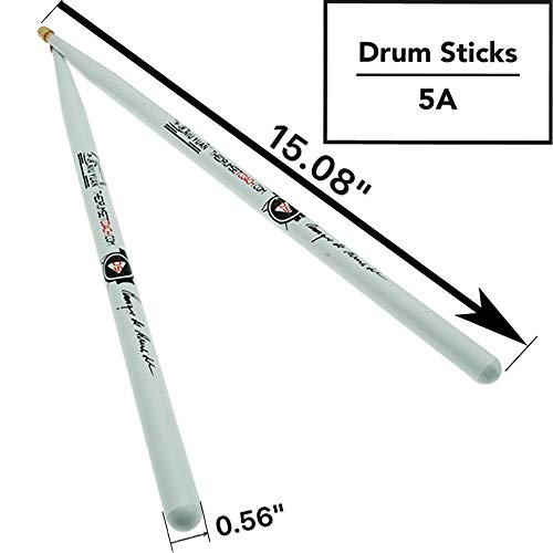 Drum Sticks 5A American Hickory Wood Tip Signature Drumsticks for Kids Adults Practicing from Berklee College Professor(1 Pair, White) - Thumbnail 3