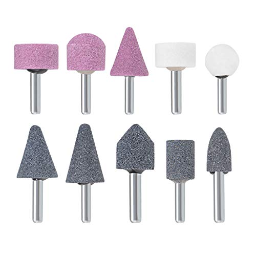 uxcell Abrasive Stone Points Set Grinding Wheel Polishing Head Bit with 1/4-inch Shank 10 Pcs