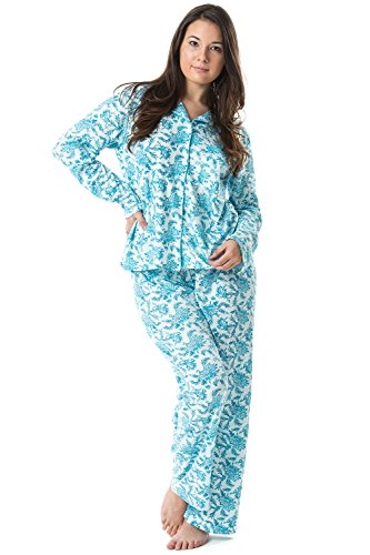 Casual nights women s long sleeve floral pajama set - green - lar…