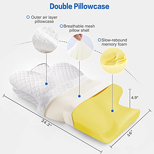 HOKEKI Memory Foam Pillow,Cervical Support Pillow for Side Sleepers